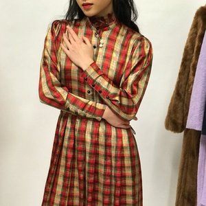 Vintage Prairie Dress in Gold/Red